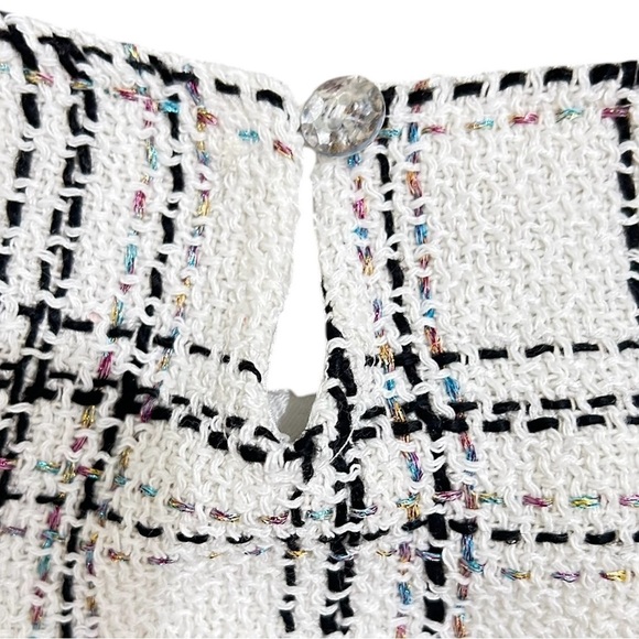 Max studio Black off White Plaid metallic sleeveless lined dress girls 5/6 small - Picture 6 of 8